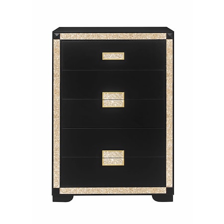 Global Furniture Usa Traditional Glam  Glitter  Blake Black/Gold Chest 665